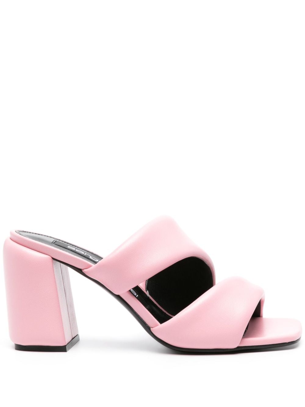 Padded Light Pink Nappa Leather Double-Strap Sandals