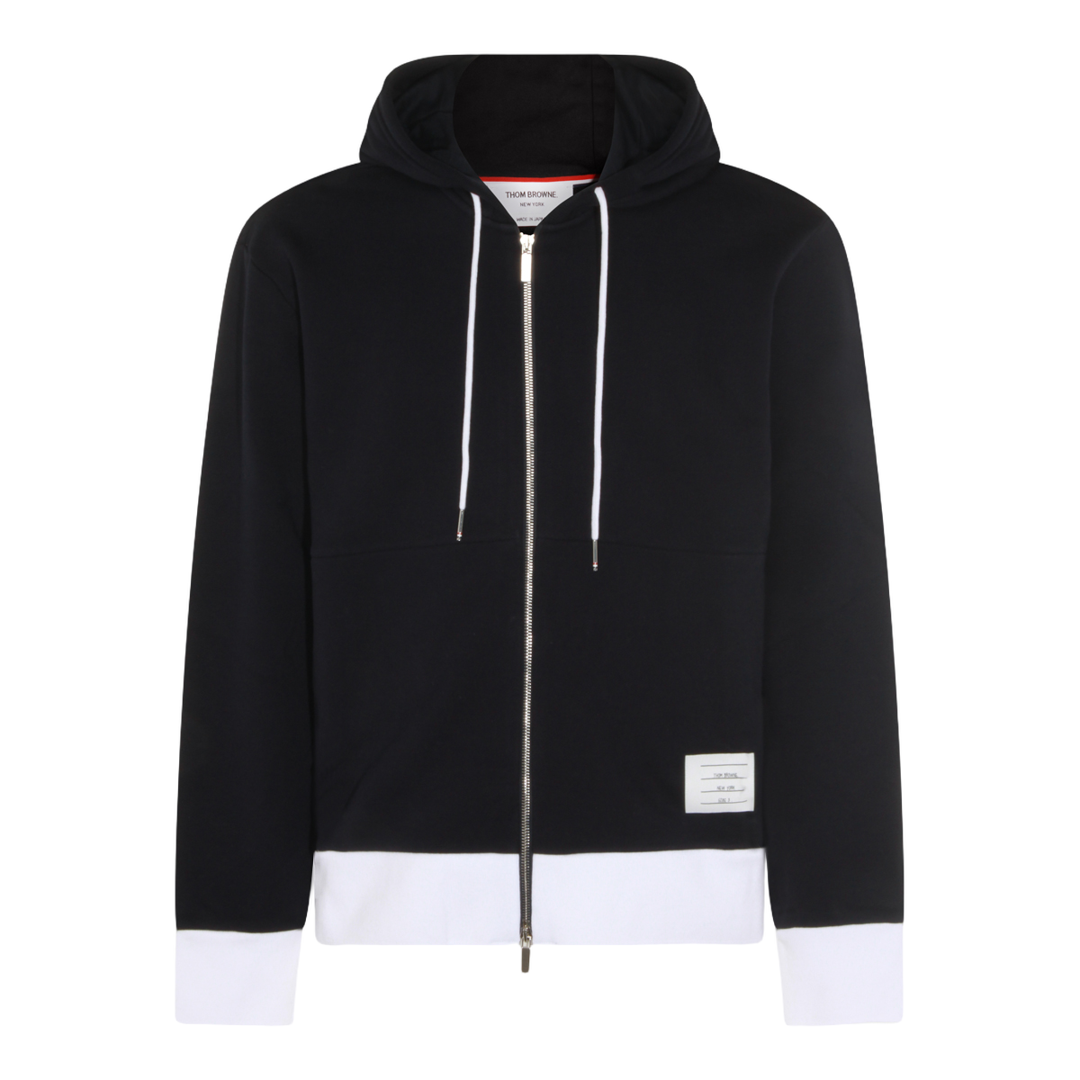 Black Zip-Up Hoodie with Contrast Detailing