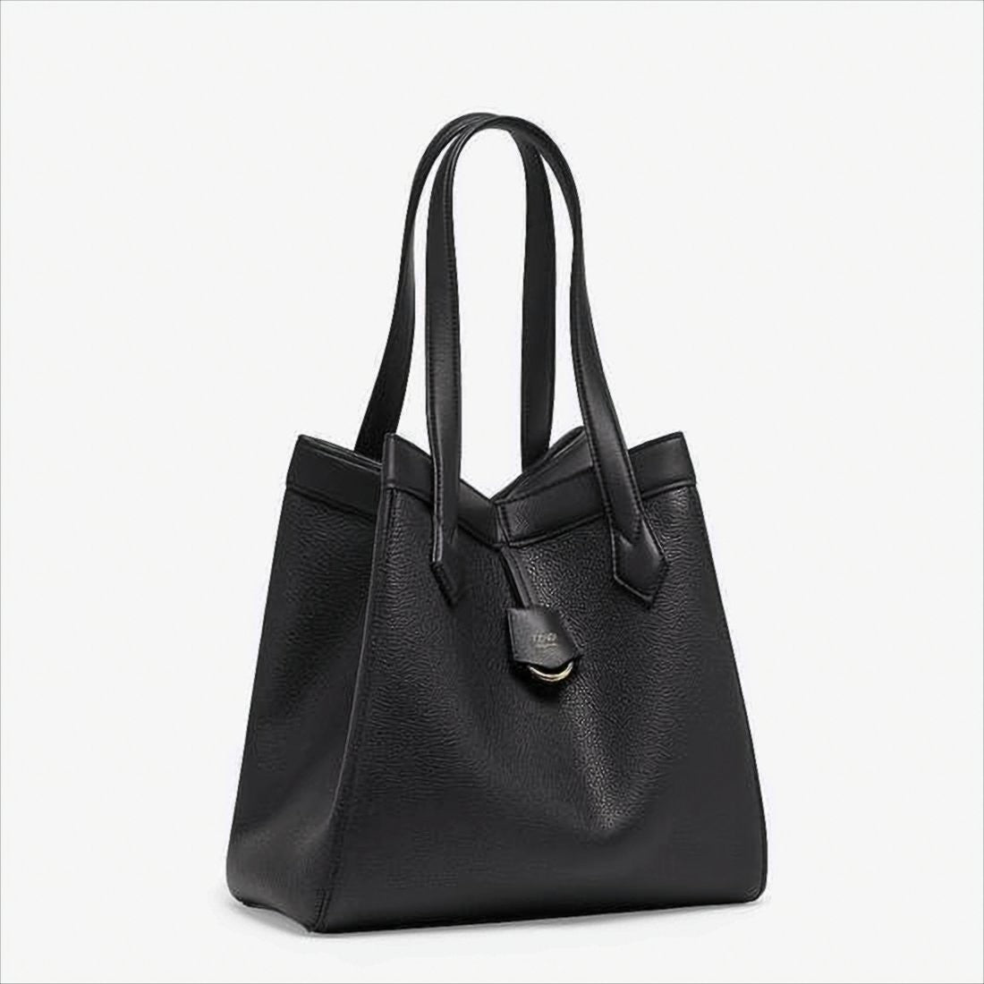 Structured Black Calf Leather Shoulder Bag