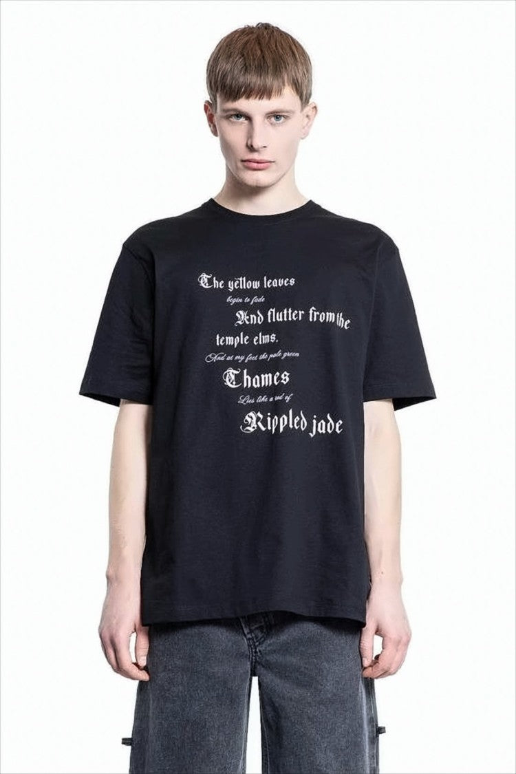 Black Short-Sleeve T-Shirt with Gothic Print