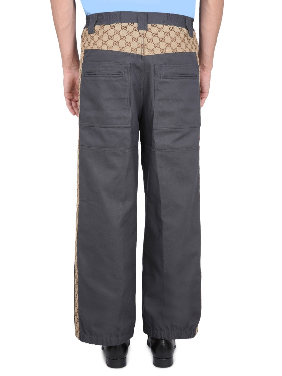 Cotton Fabric Pants With Gg Inserts