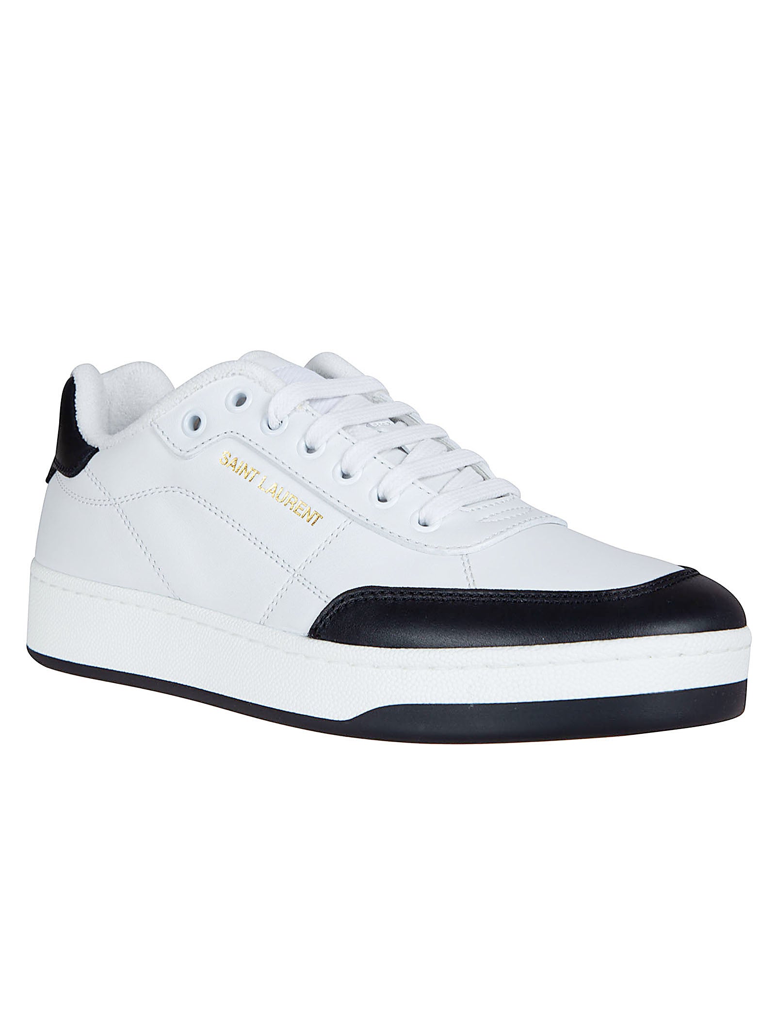 Low-Top Lace-Up Sneakers with Gold Branding Details