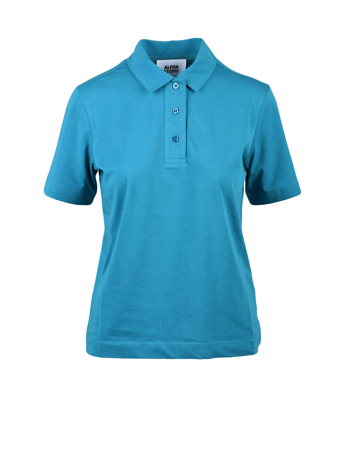 Turquoise Cotton Elastane Stretch Polo