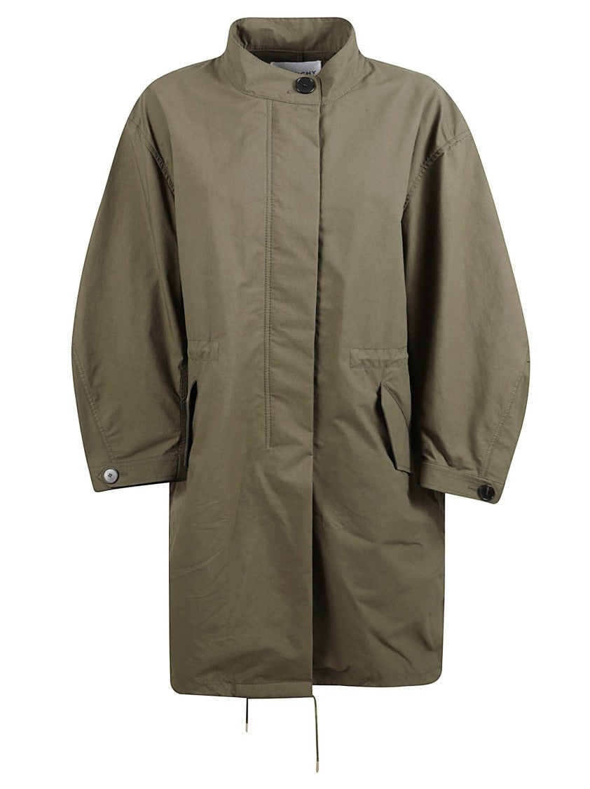 Crinkled Cotton Parka With High Collar