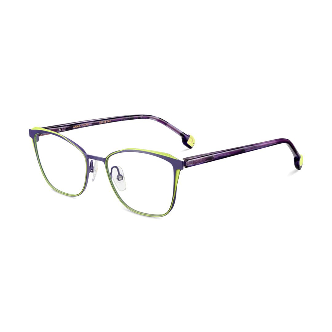 Amma Geometric Lime Green-Outlined Metal Eyeglasses
