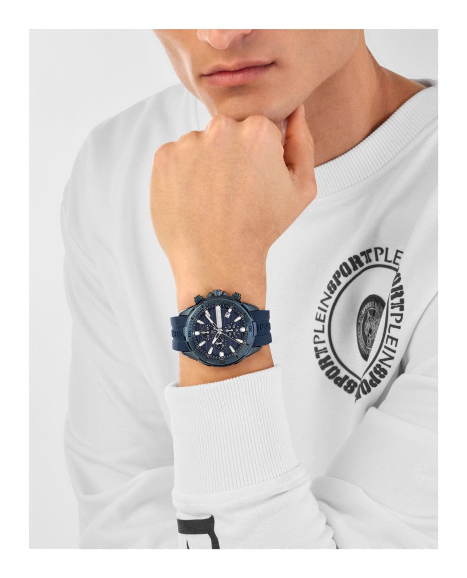 Impact Chronograph Watch With Blue Enamel Dial