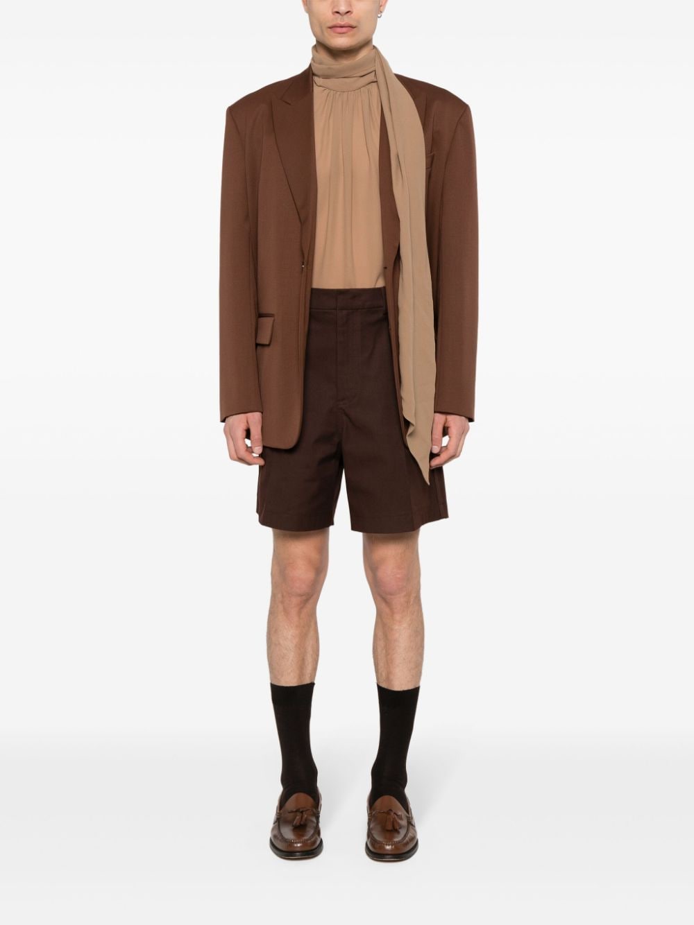Chocolate Brown Cotton Blend Shorts