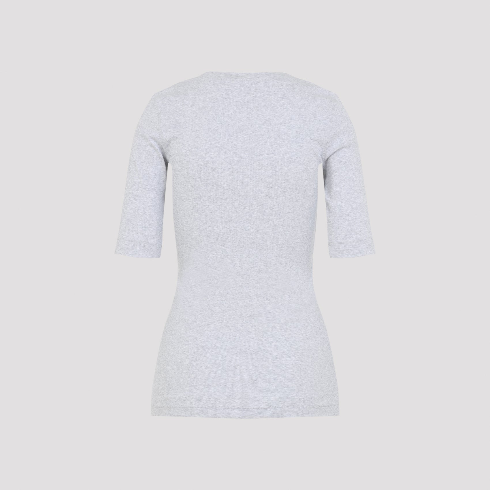 Heathered Grey Fitted T-Shirt With Deep V-Neck