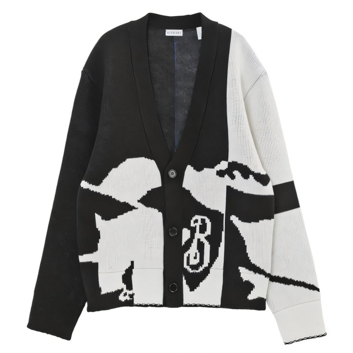 Oversized Graphic Pattern Cashmere Cardigan