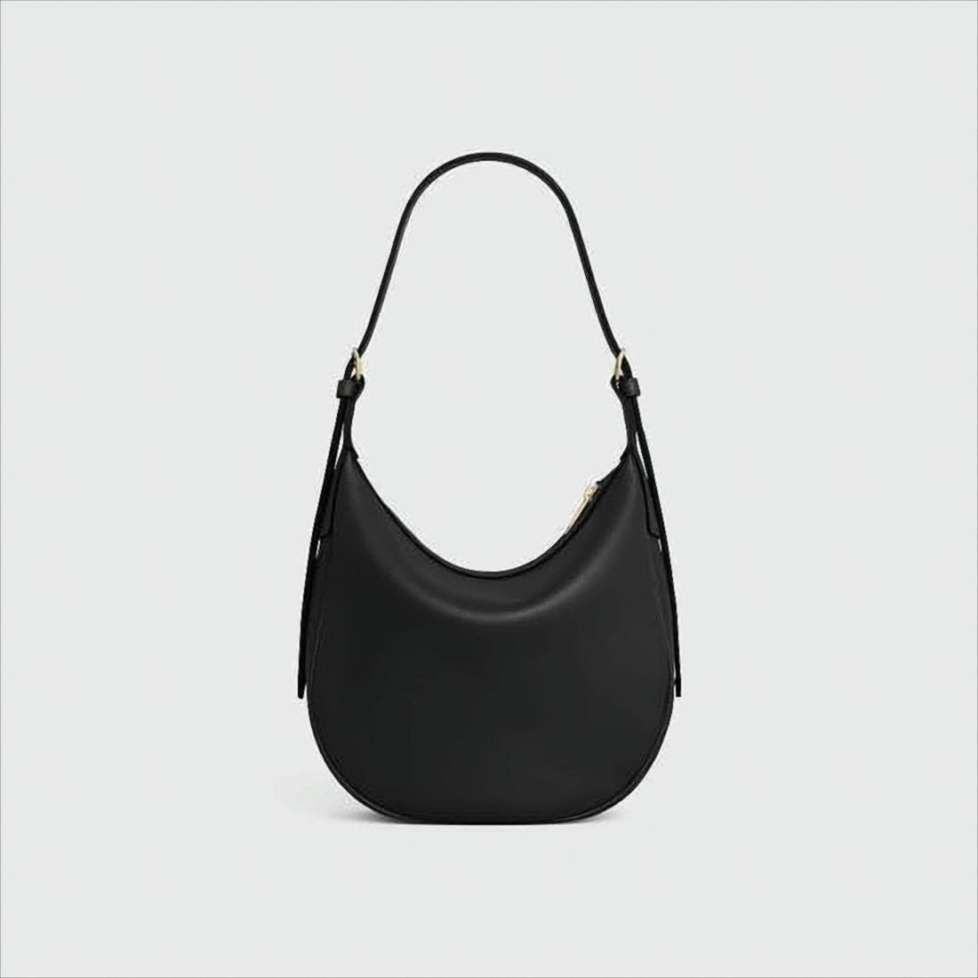 Crescent-Shaped Smooth Calf Leather Shoulder Bag