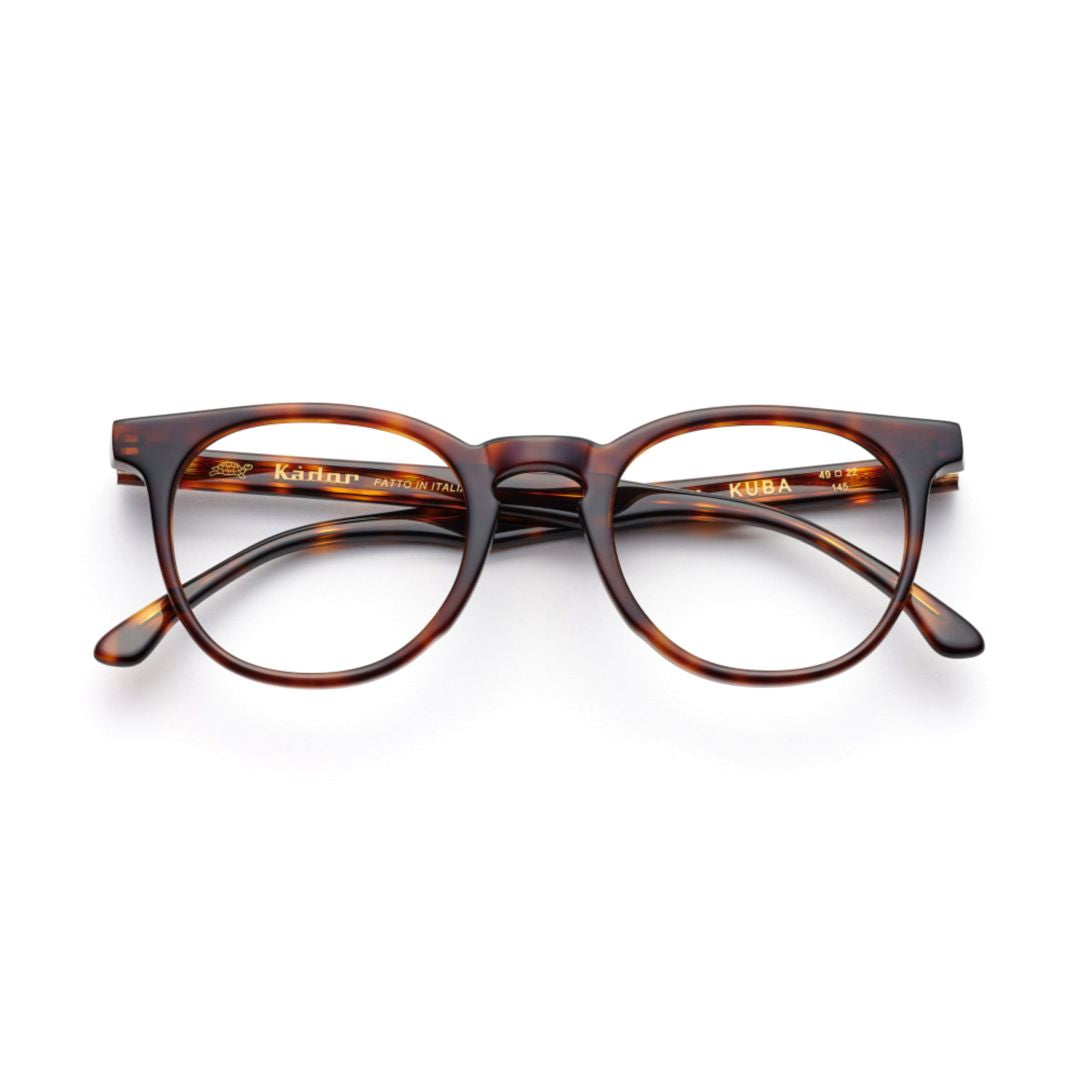 Kuba Classic Round Tortoiseshell Eyeglasses with Keyhole Bridge