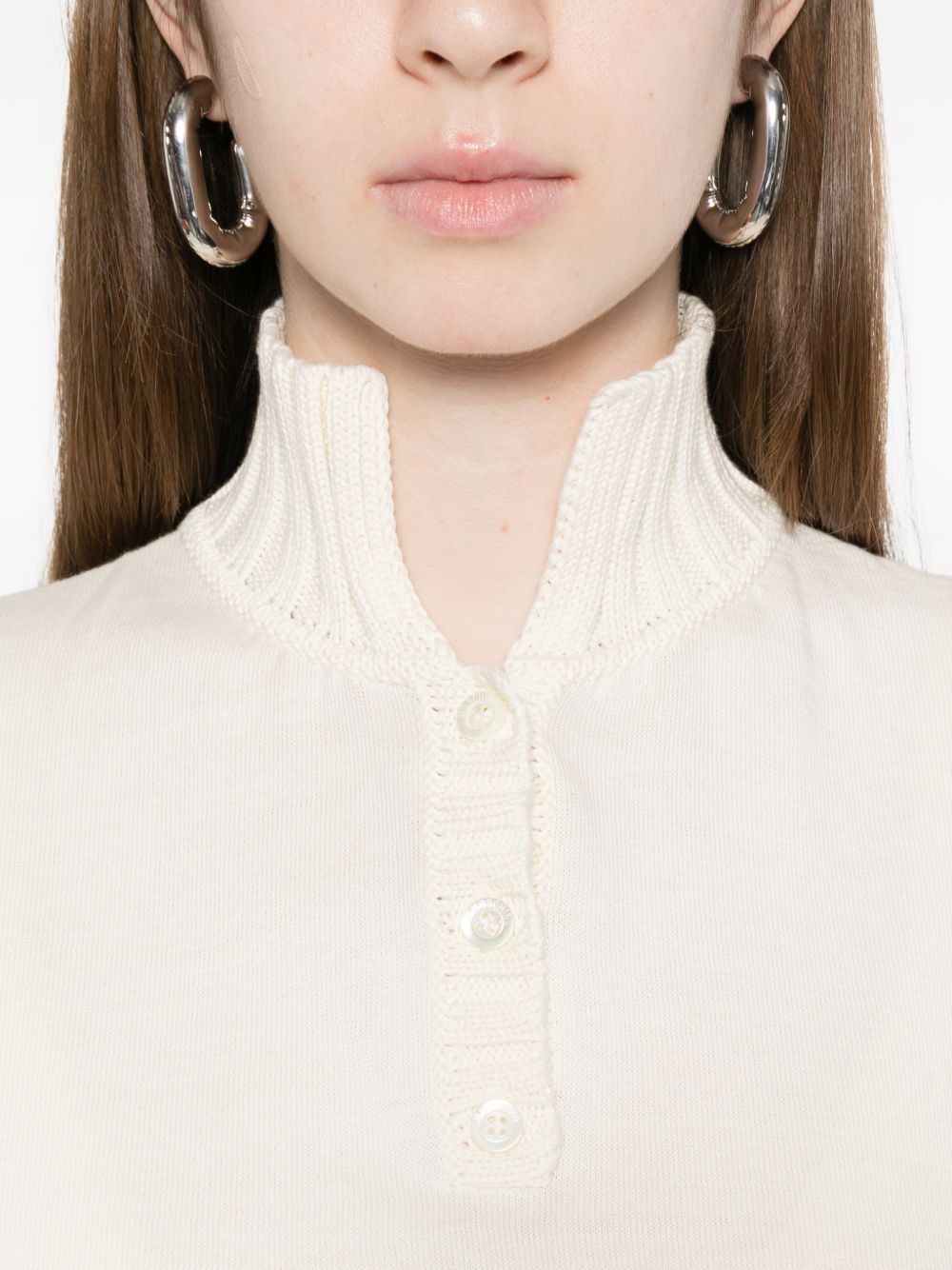 Beige Button Detail Knit Top