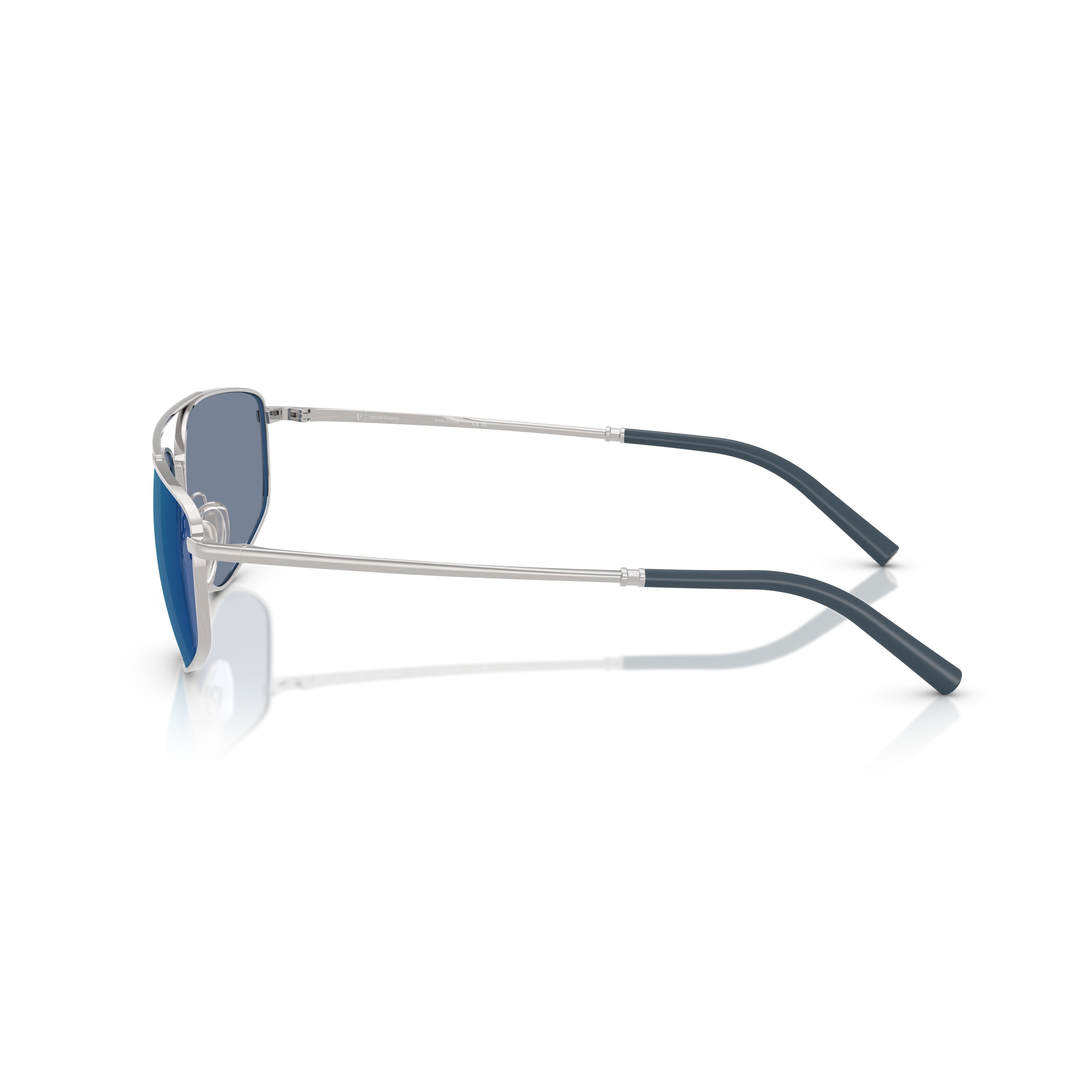 0ov1361s Reflective Blue Lenses with Polished Silver Frame Sunglasses