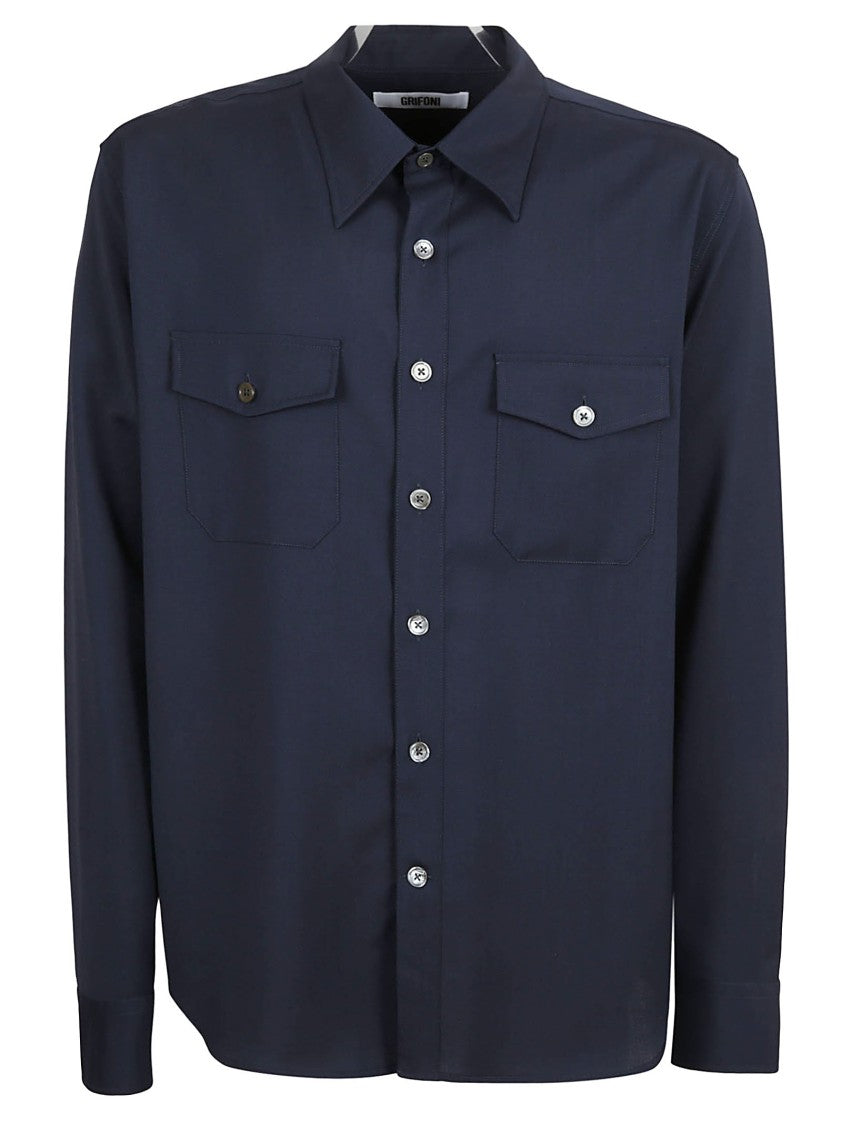 Long-Sleeved Casual Shirt With Button-Down Front