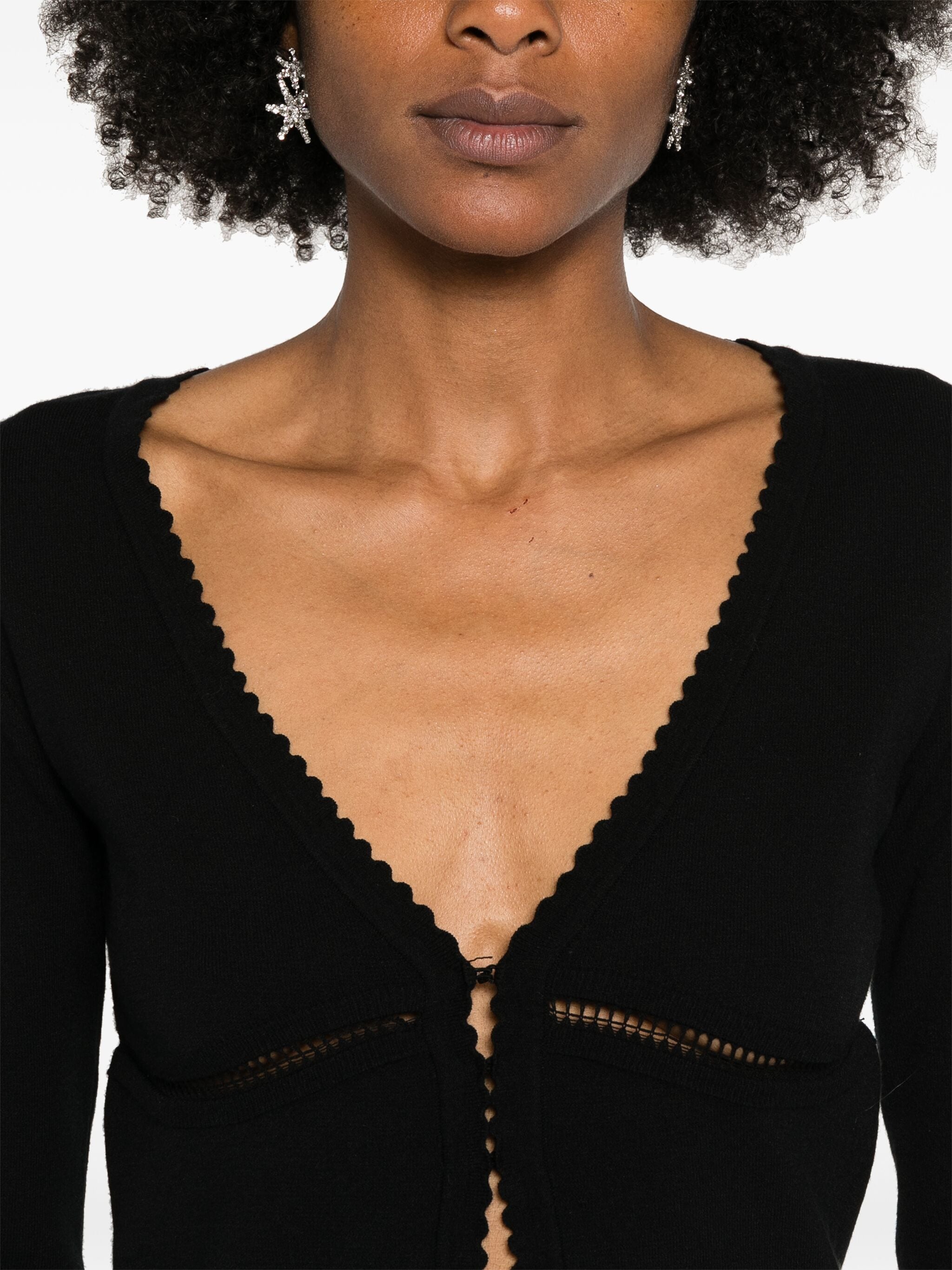 Fitted Cropped Scalloped Edge Cardigan