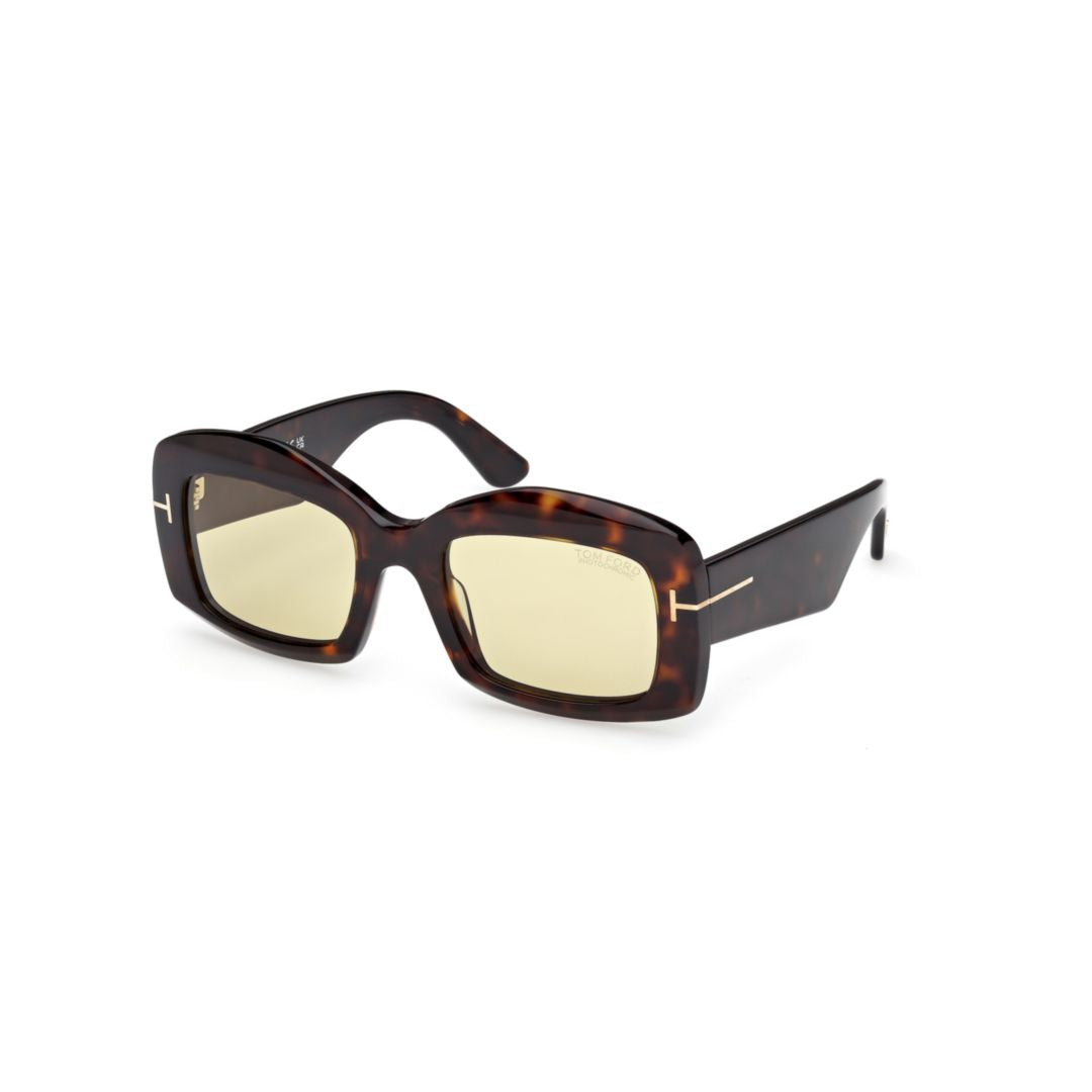Ft1218 Oversized Square Sunglasses with Glossy Black Acetate Frame