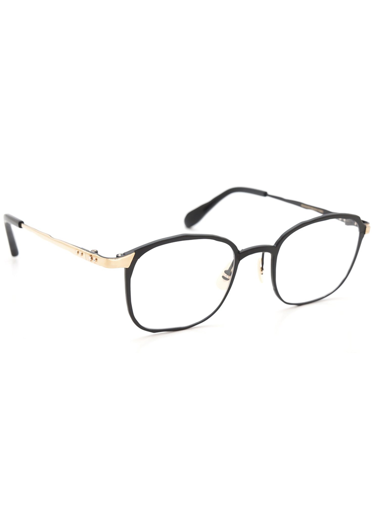 Geometric Optical Frames in Black with Gold Accents