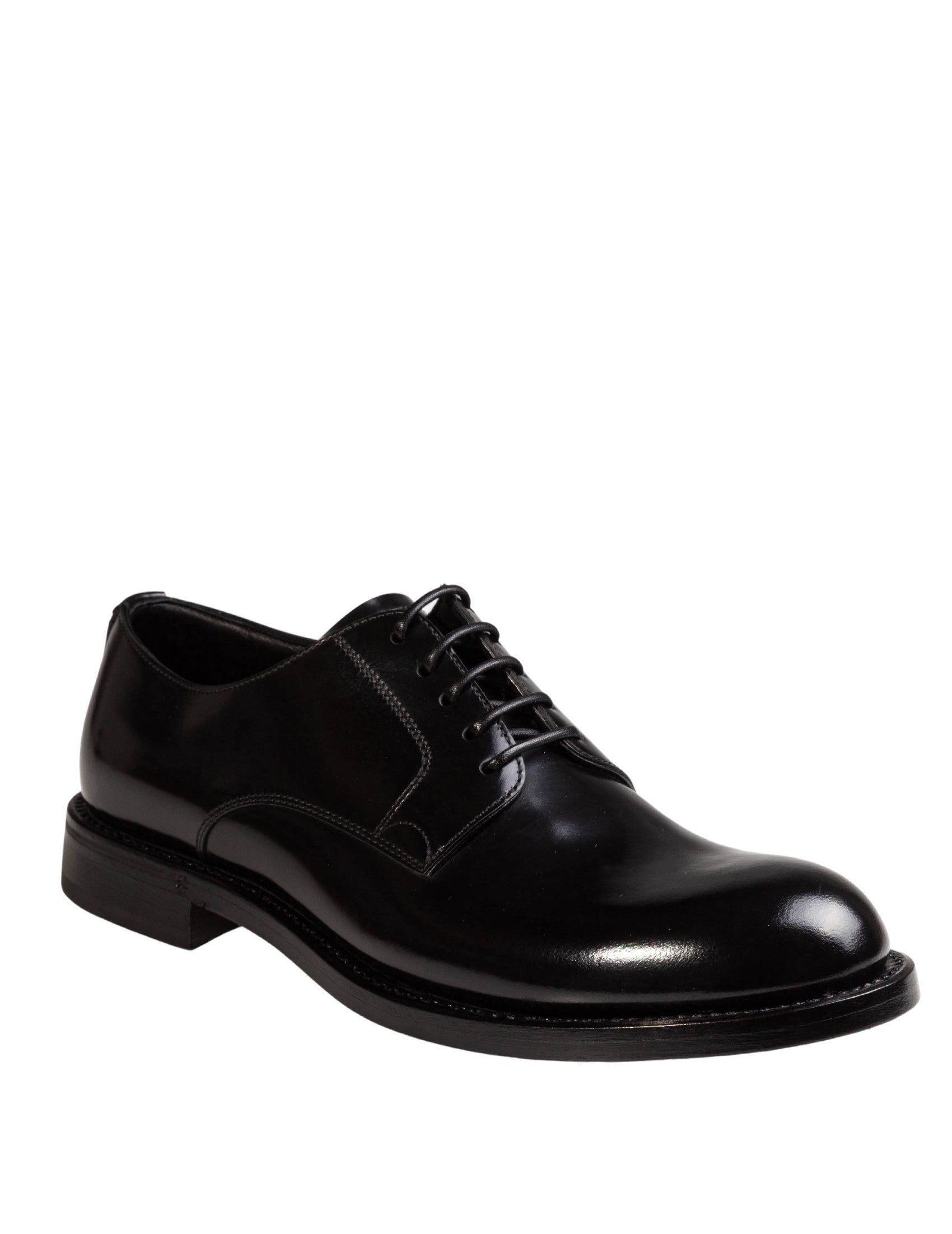 Black Brushed Calfskin Derby Shoes