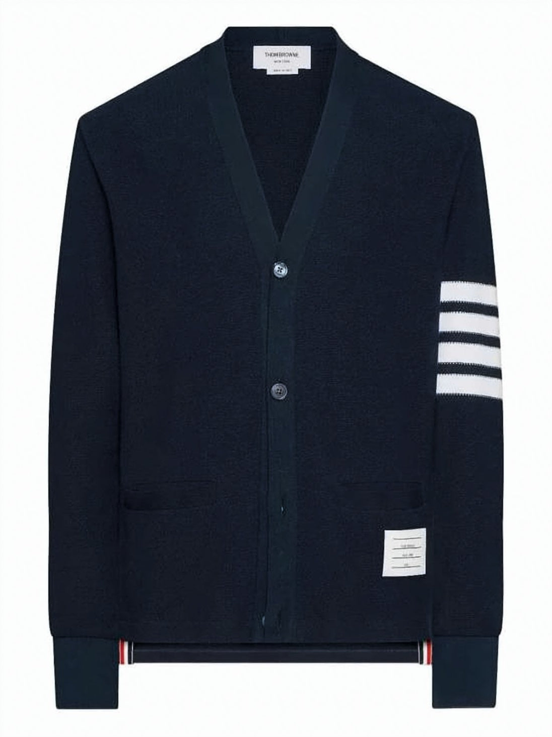 Deep V-Neck Cardigan with Striped Detailing