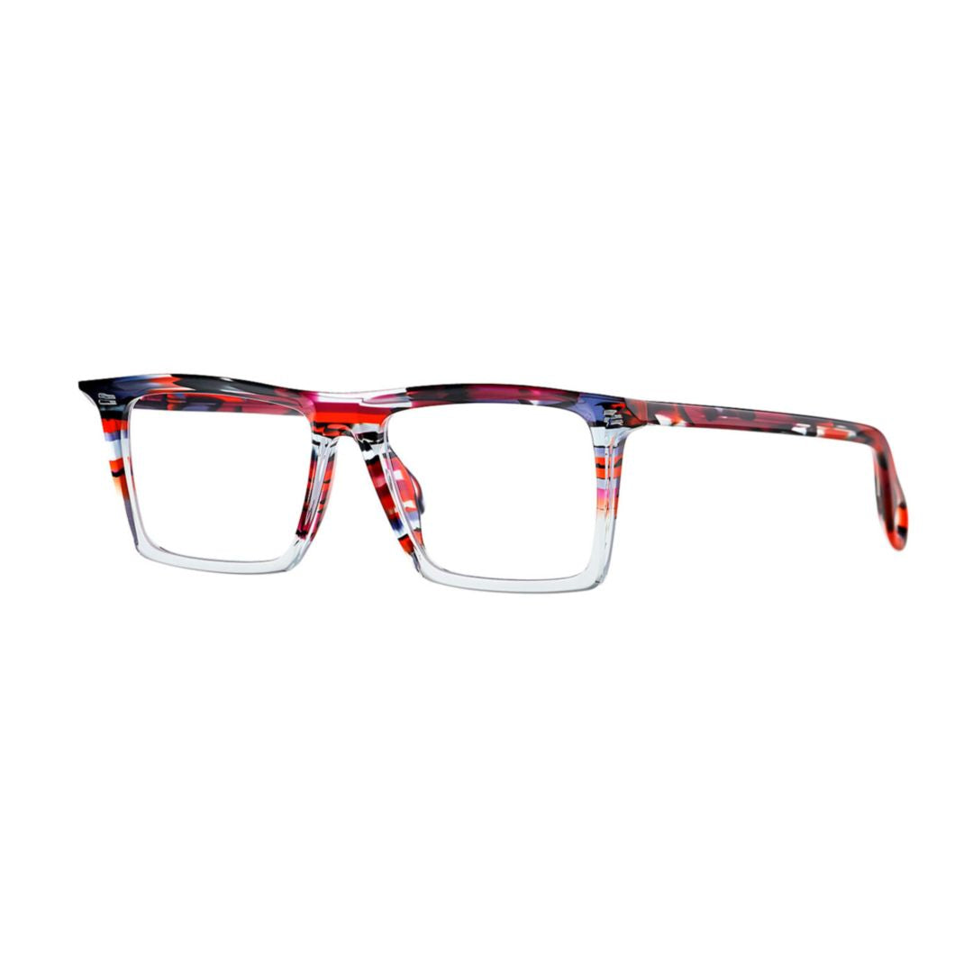 Alba 005 Blue/Red Ecail+Transparent Blue Sky Square Acetate Eyeglasses