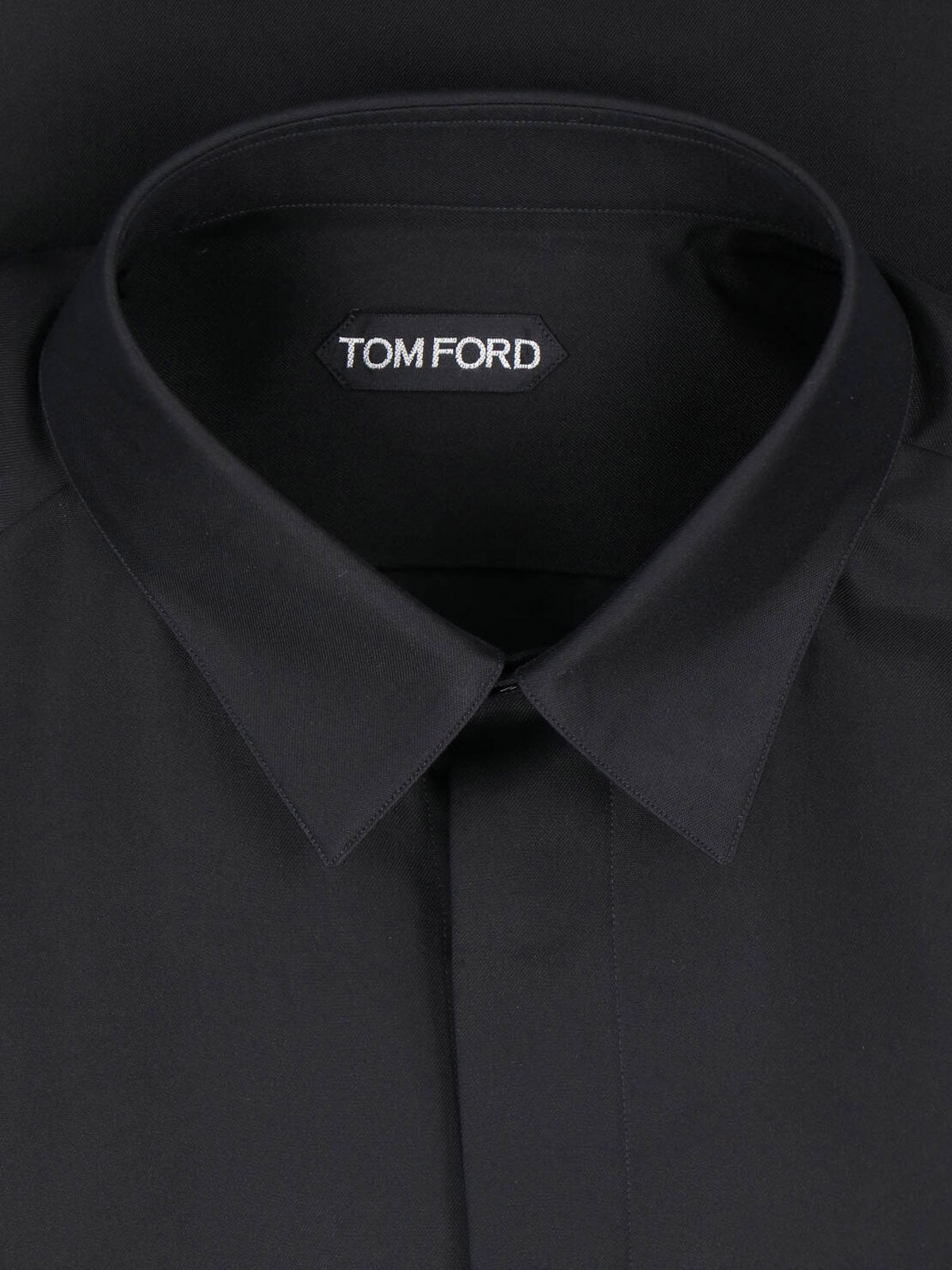 Black Classic Collar Silk Blend Shirt