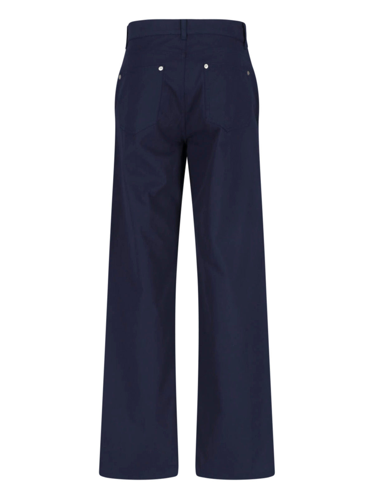 Blue Cropped Wide-Leg Rivet Trousers