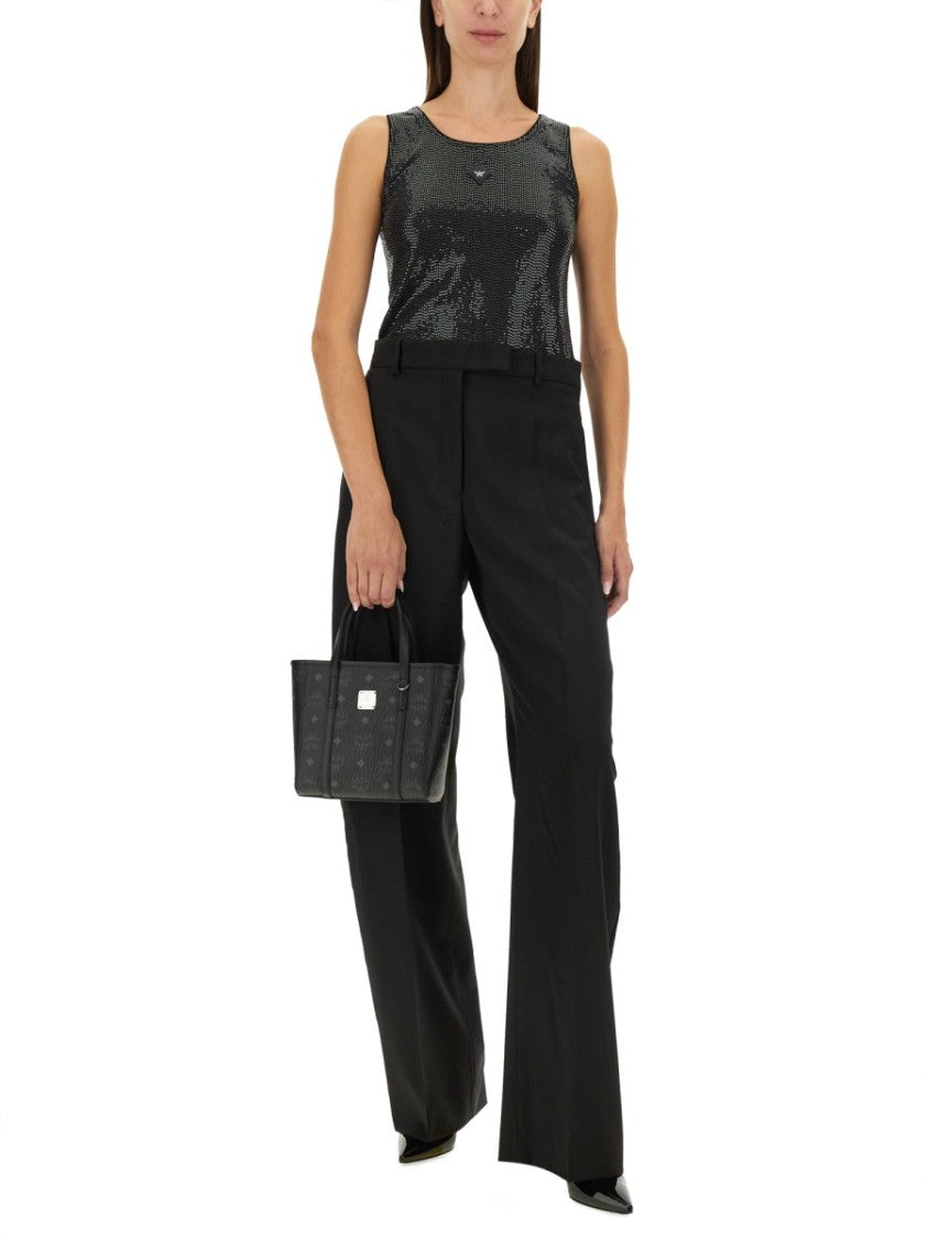 Satin-Finish Black Tank Top