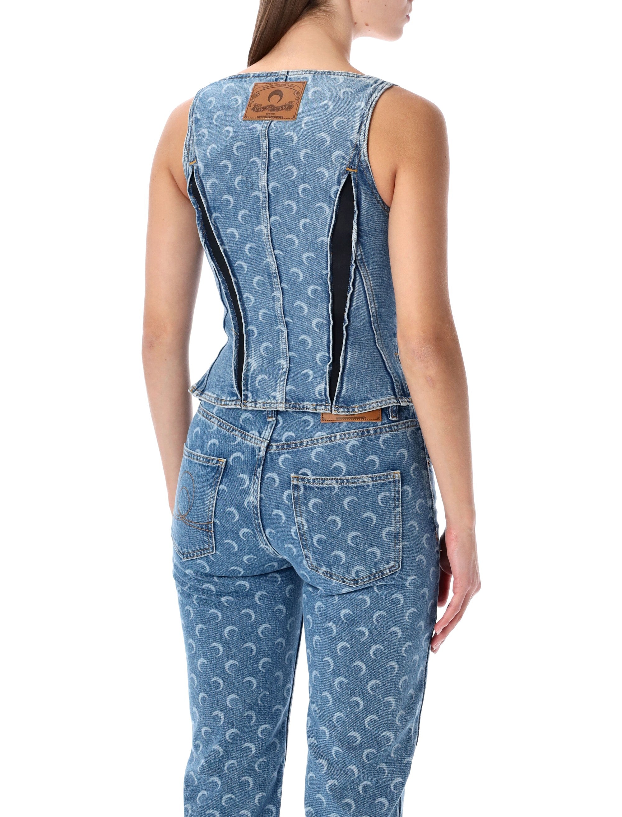 Moon Laser Denim Bustier Top