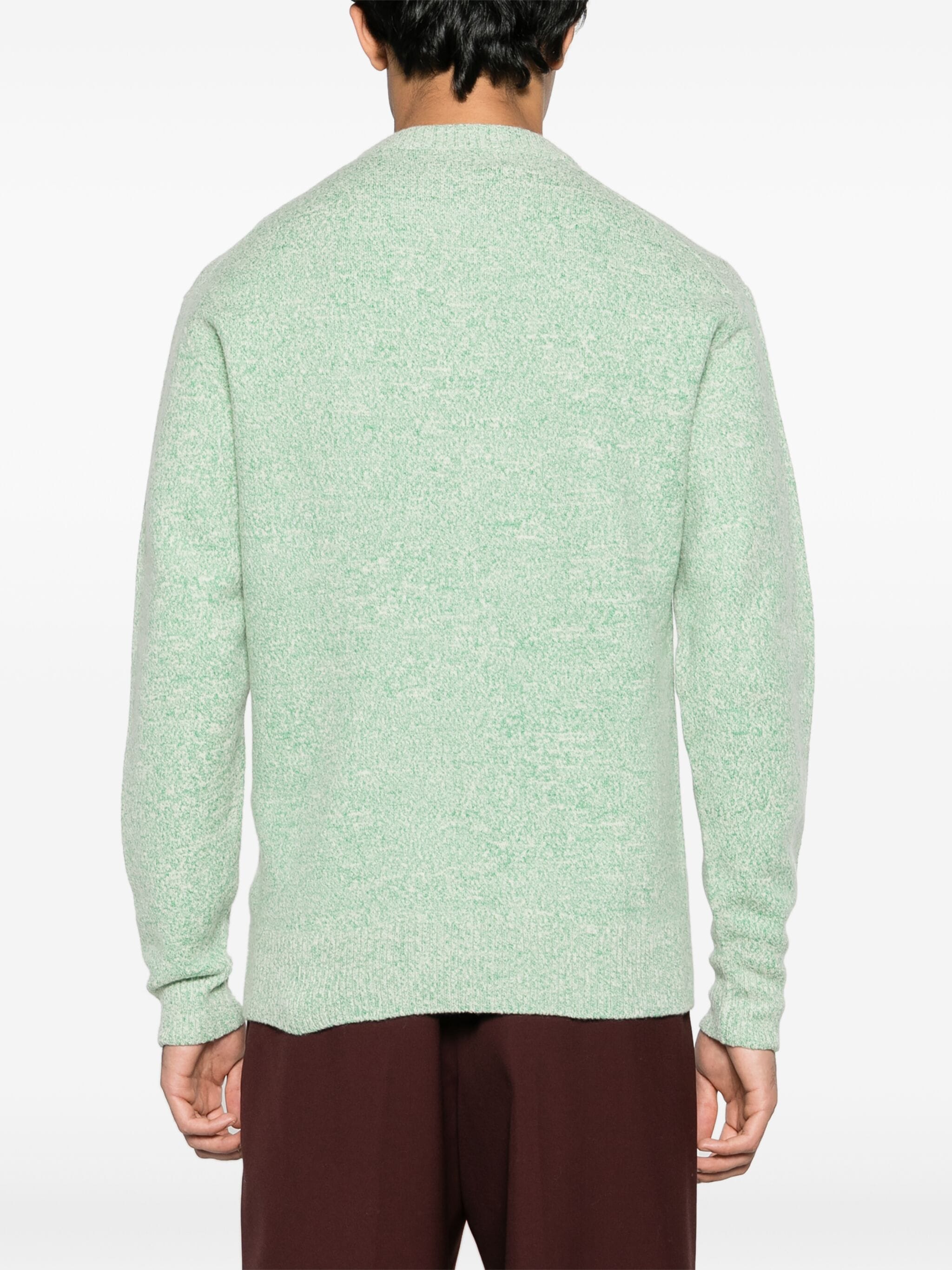 Green Textured Knit Viscose Sweater
