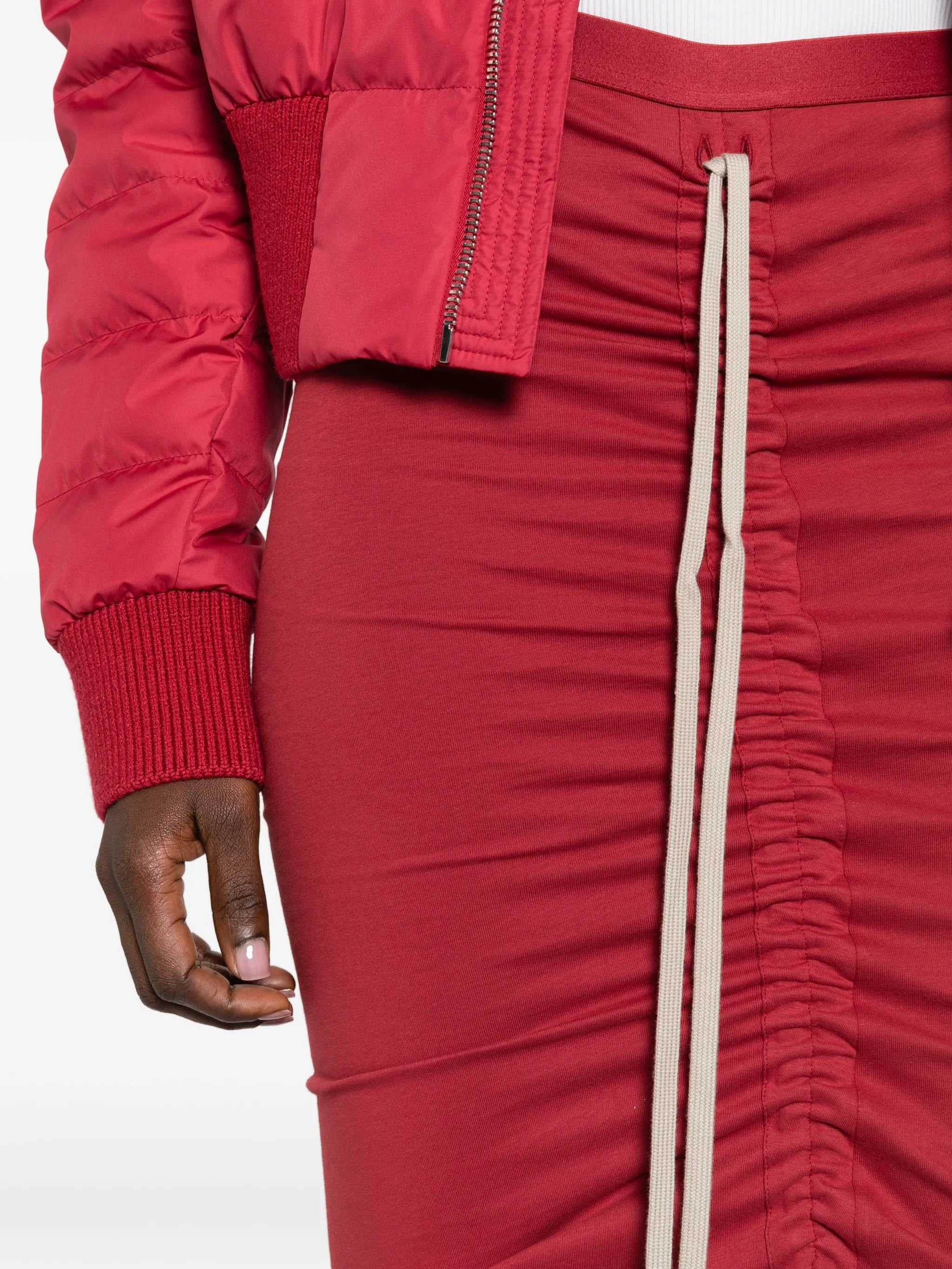 Red Adjustable Knitted Long Skirt