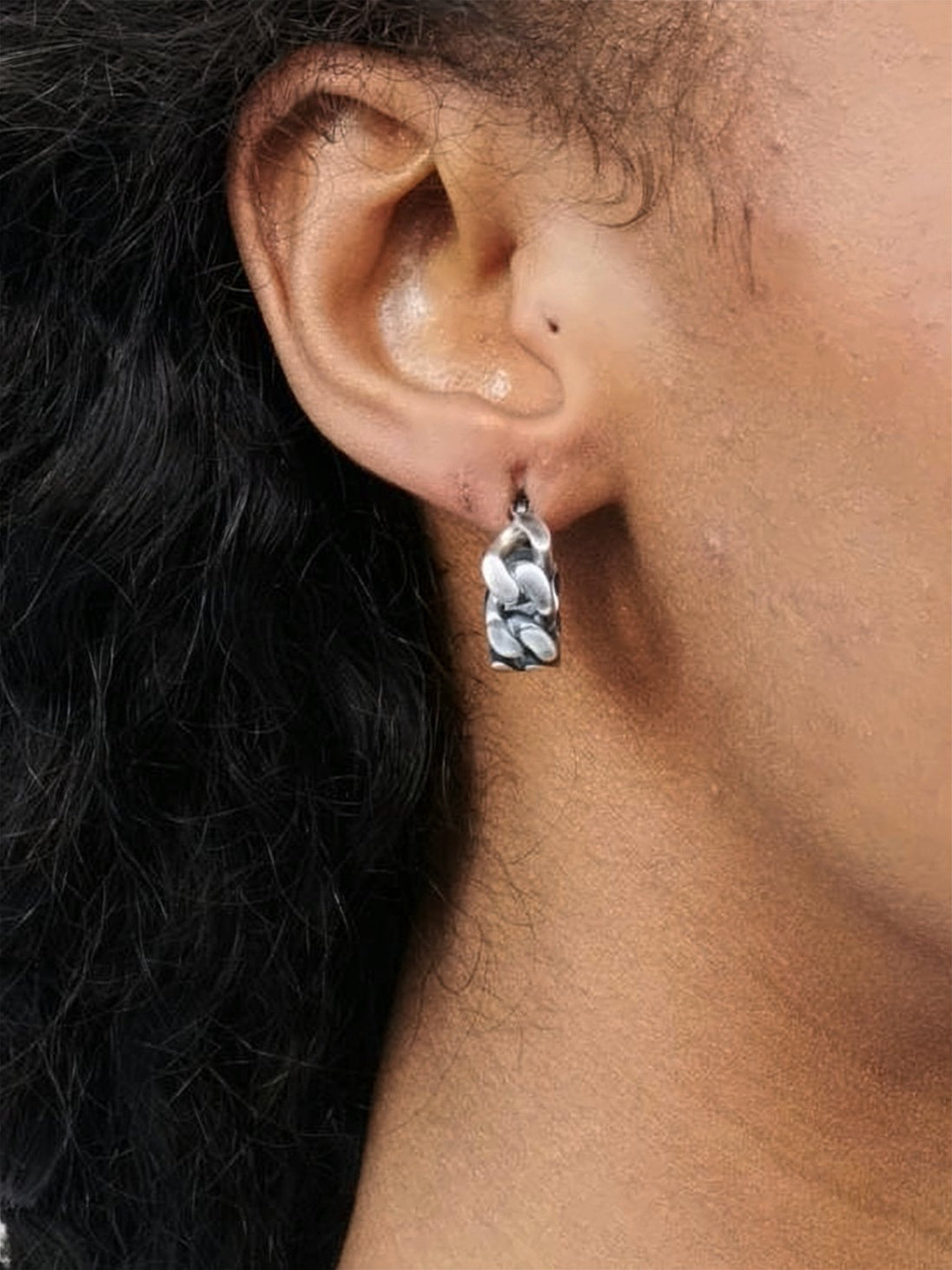 Sculptural Hoop Earrings With Textured Finish
