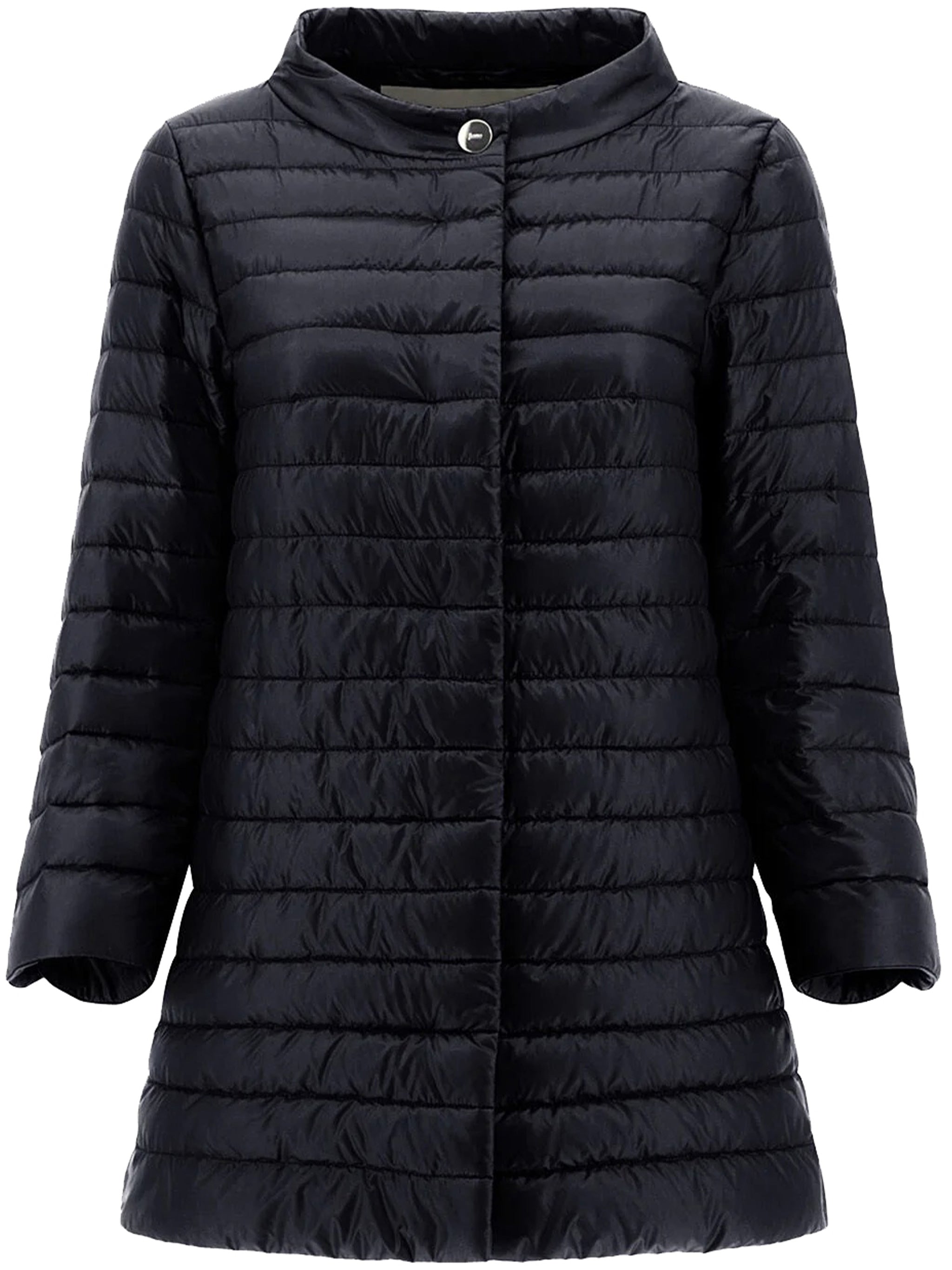 Black Piumino Lightweight Quilted Flared Jacket