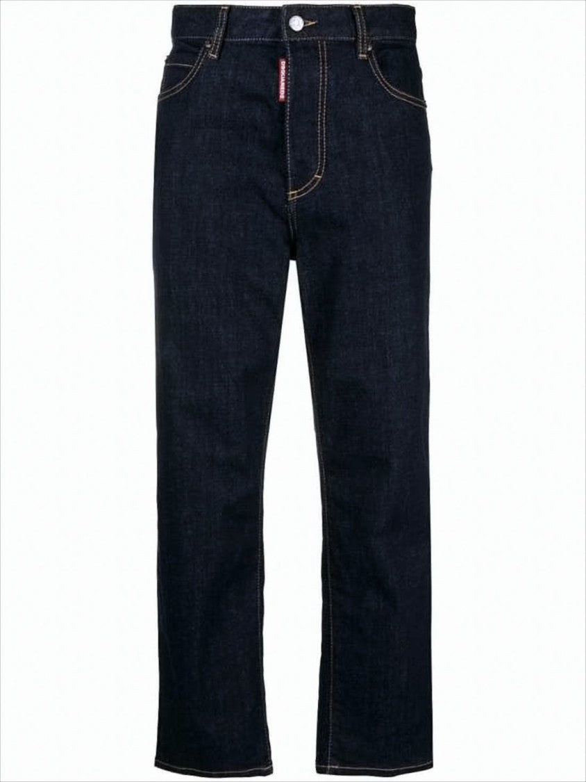 Straight-Leg Denim Pants with Contrast Stitching