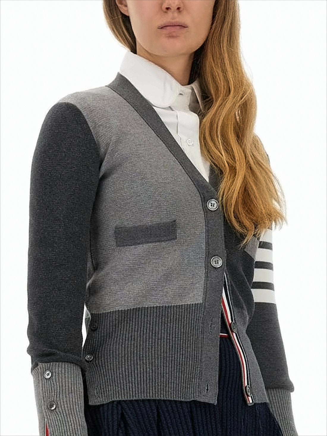 Patchwork Design Grey Cotton Cardigan