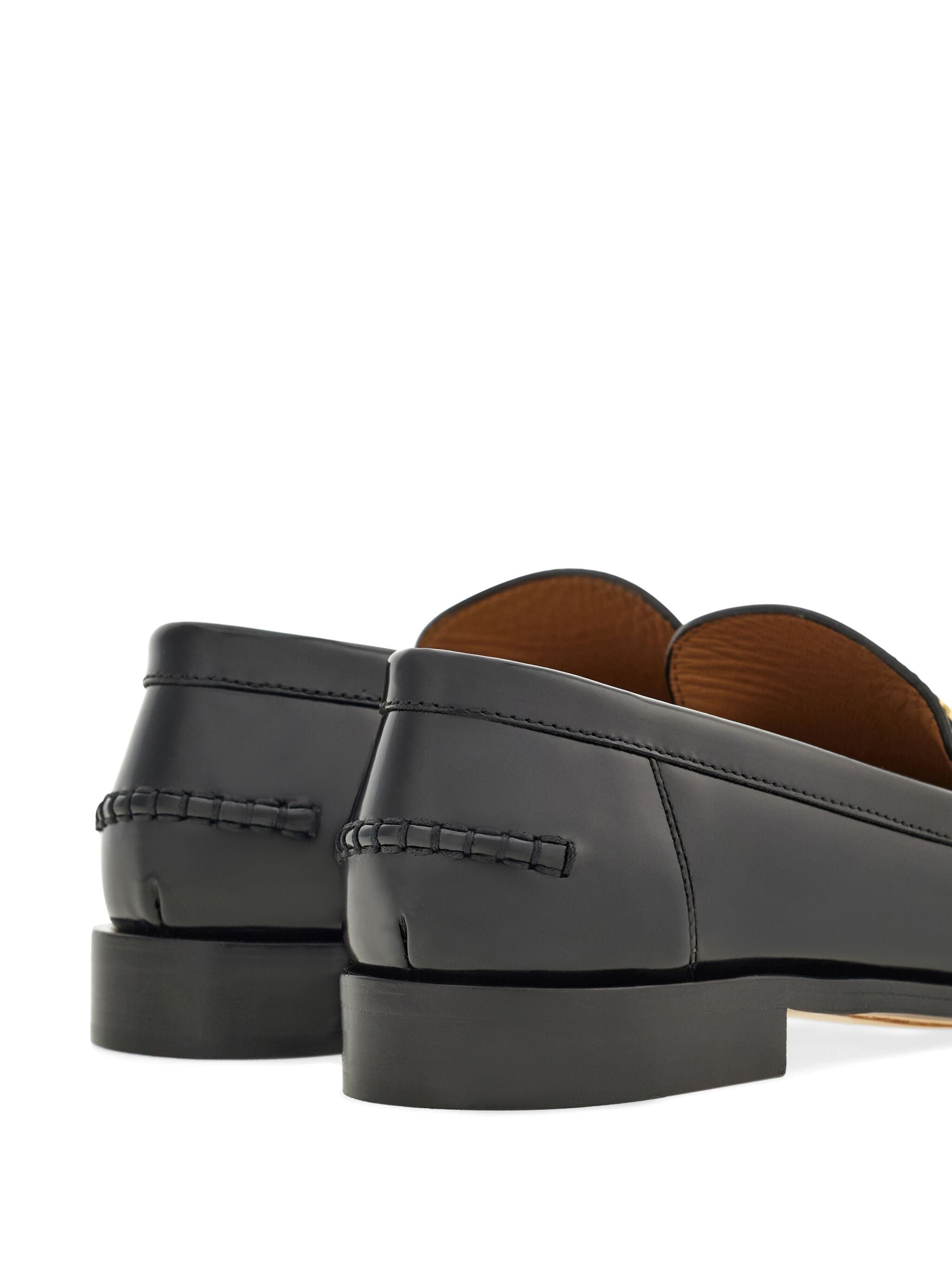 Black Harry Stitched Apron Front Loafers