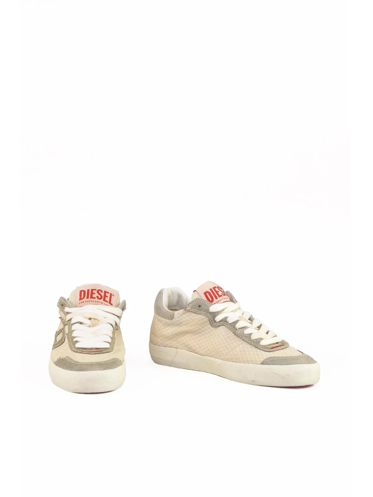 Green/Beige Other-Fibers Leather Sneakers