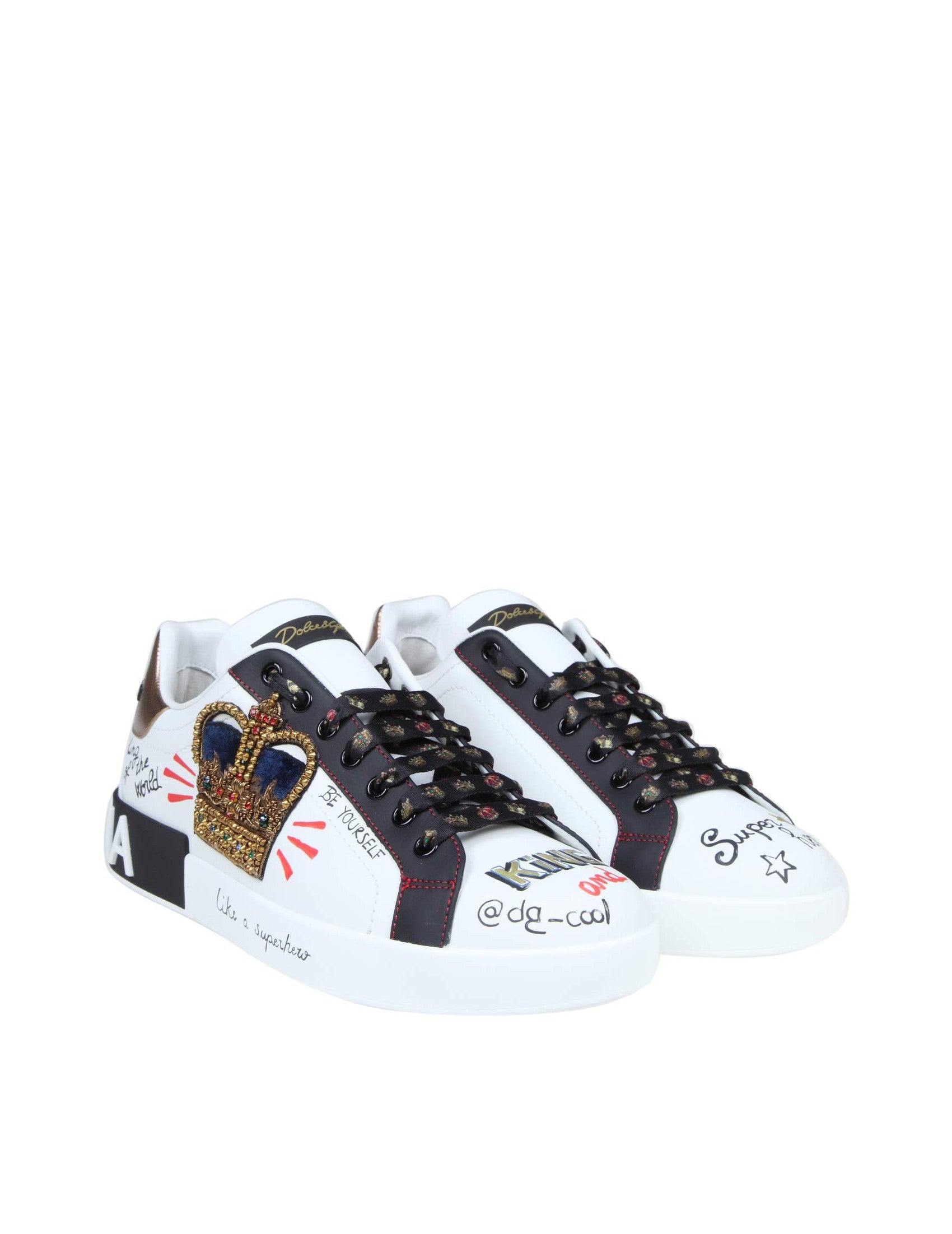 Portofino Sneakers In Leather With Embroidery And Patch