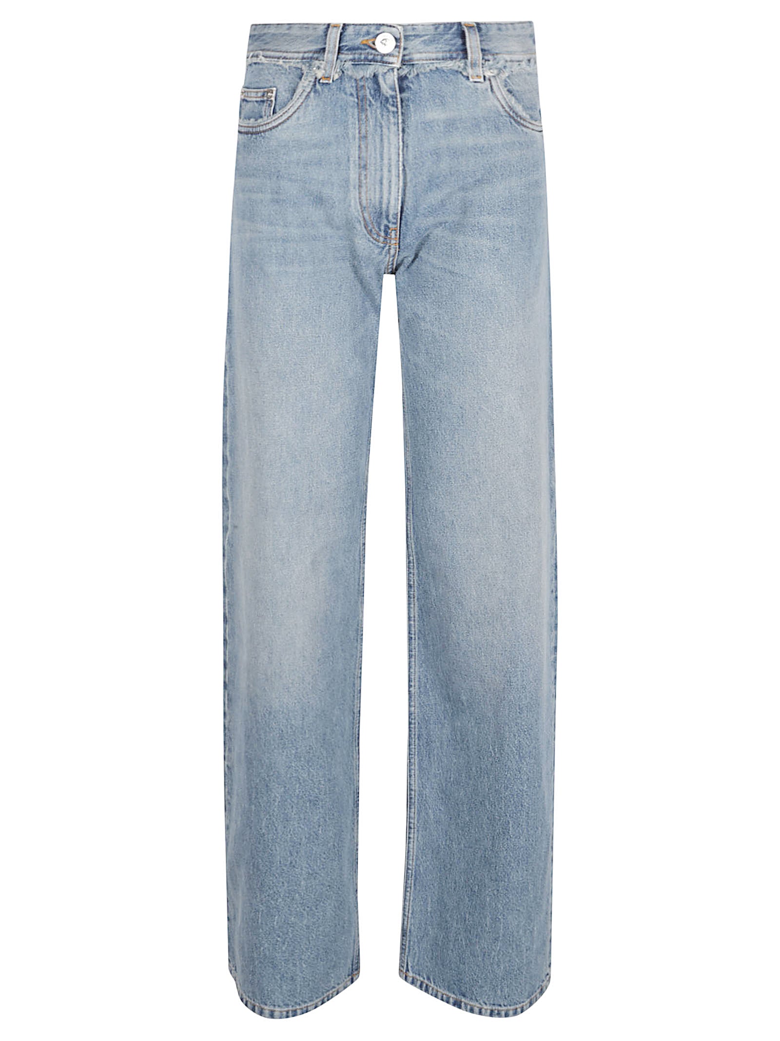 Stonewashed Cotton Denim Boyfriend Jeans