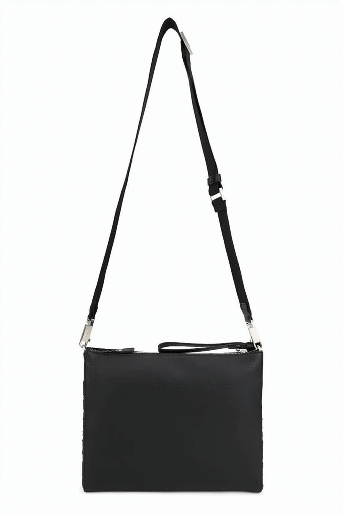 Black Embossed Calf Leather Crossbody Bag