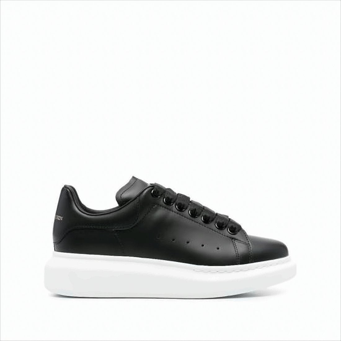 Black Calf Leather Sneakers with White Sole