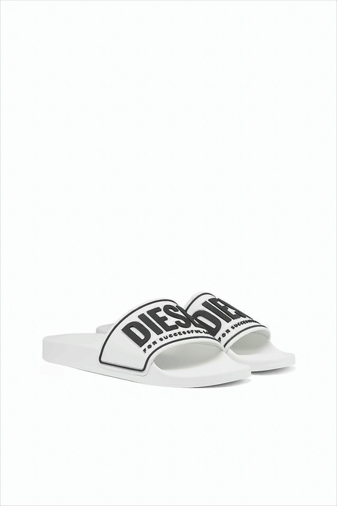 White Slide Sandals with Bold Branding