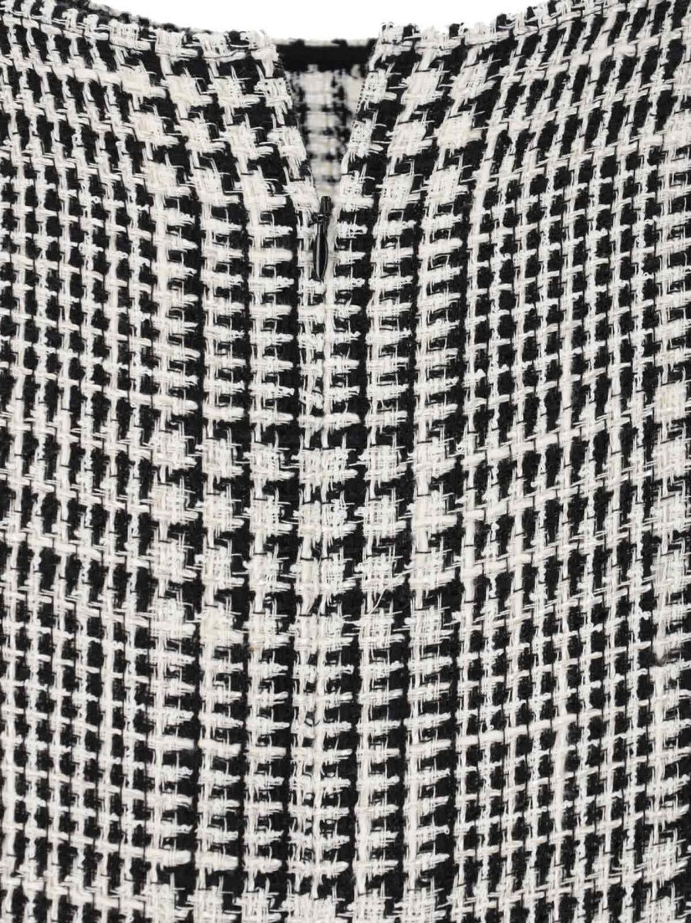 Houndstooth Midi Dress – White