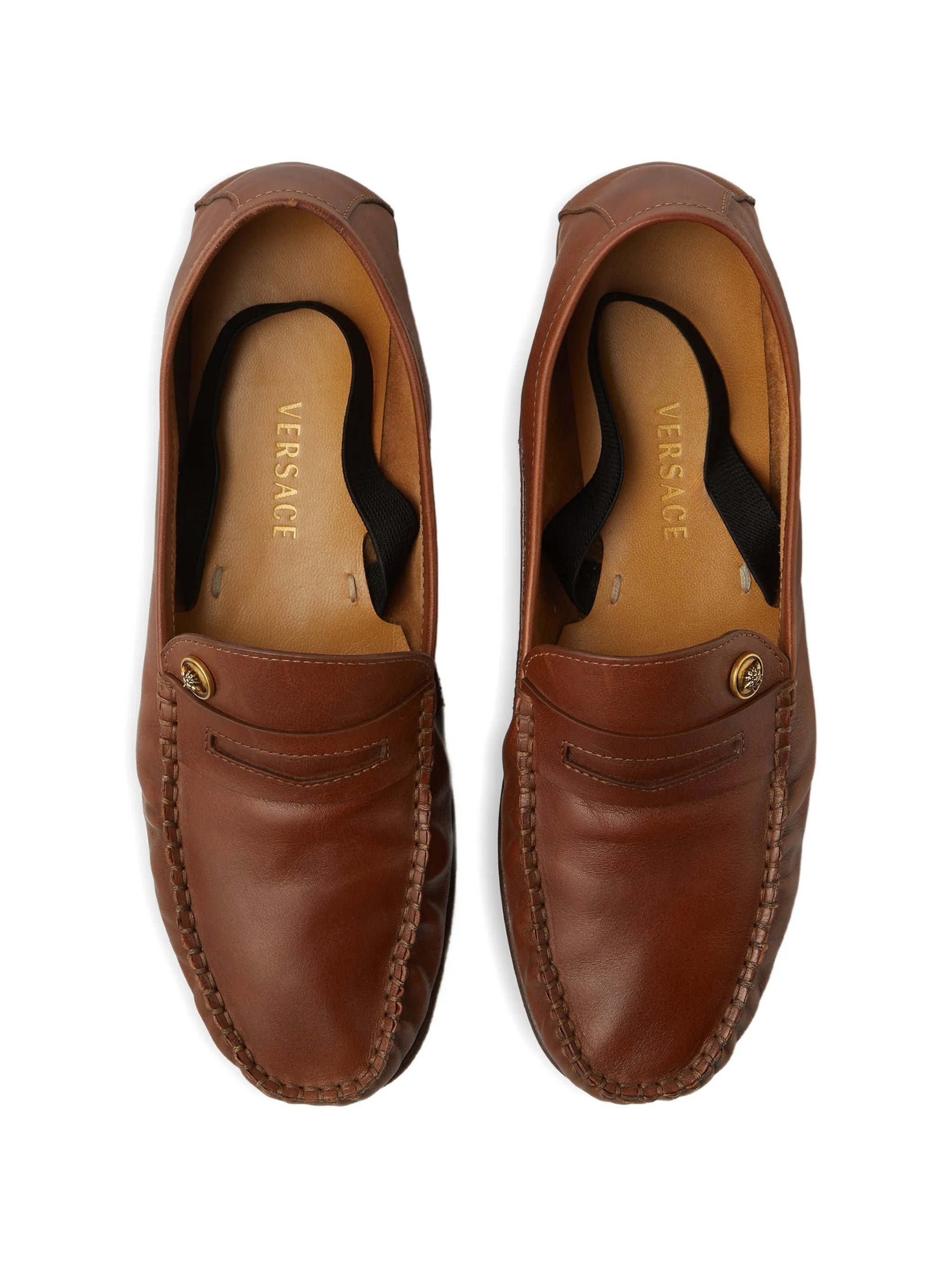 Brown Calf Leather Penny Logo Loafers