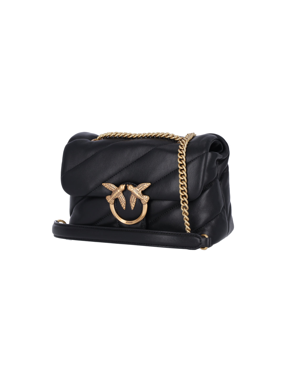 Mini Shoulder Bag With Diagonal Quilting And Chain Strap