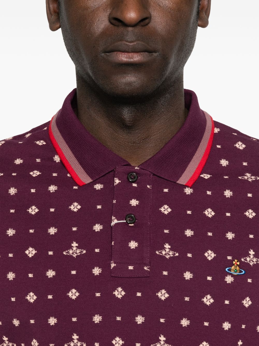 Deep Purple Polo Shirt With Contrasting Collar And Tailored Fit