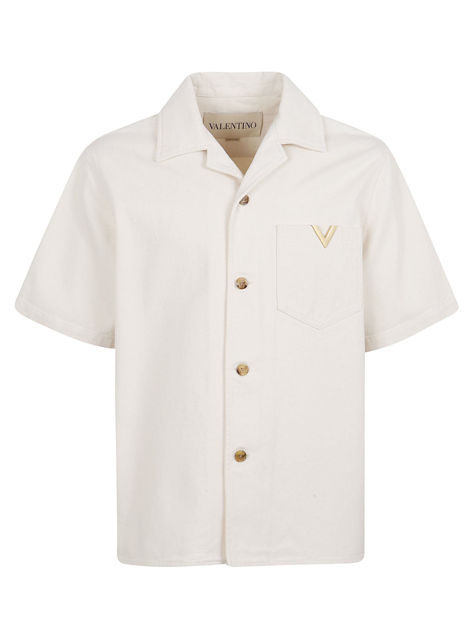Boxy Short-Sleeve Shirt with Classic Collar