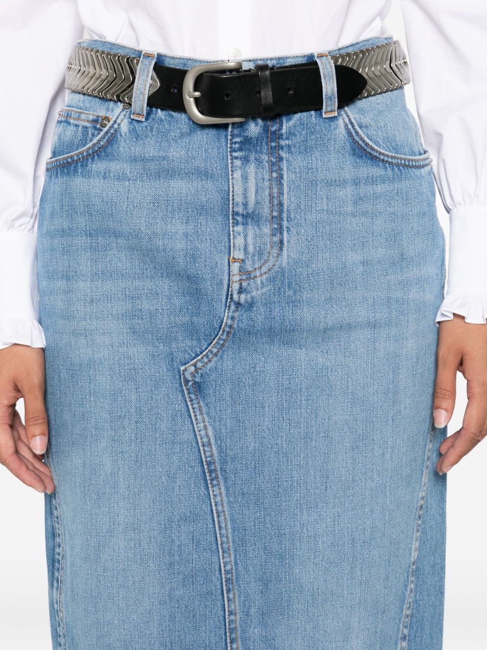 Medium Blue Denim Midi Skirt