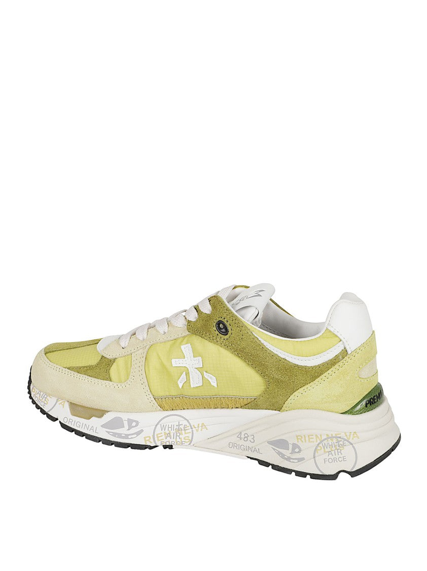 Vintage-Inspired Green Sneakers With Suede And Leather Accents