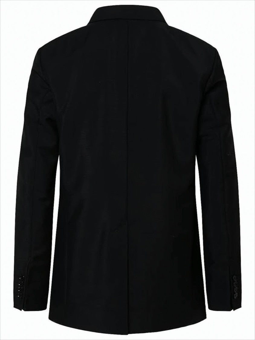 Double-Breasted Mohair-Wool Blend Coat with Notched Lapels