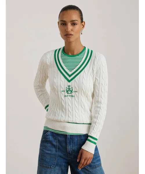 White Meren Linen Pullover Sweater